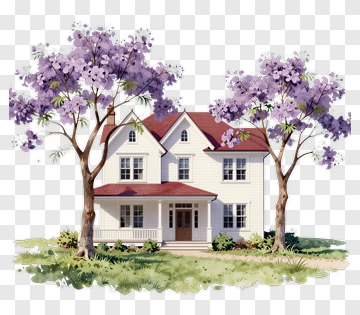 House Surrounded By Purple Trees PNG