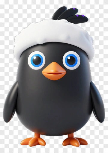 Cartoon Bird With A White Hat PNG