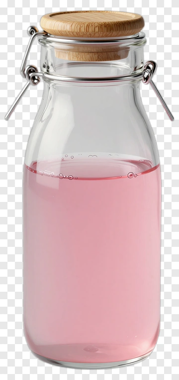 Glass Bottle With Pink Liquid PNG