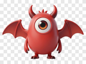 Cartoon Red Monster With Wings PNG
