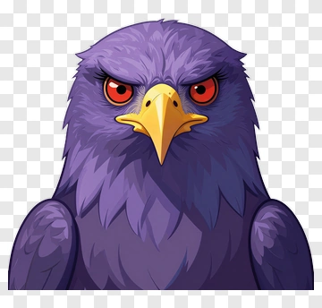 Cartoon Purple Hawk With Intense Eyes PNG