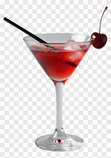 Red Cocktail With Cherry And Straw PNG