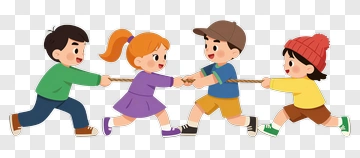 Cartoon Children Playing Tug Of War PNG