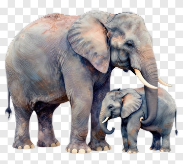 Elephant Family Standing Together PNG
