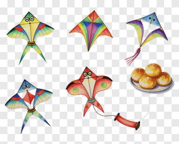 Colorful Kites With Snacks PNG