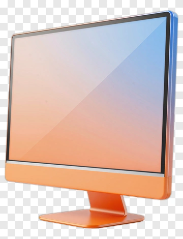 3D Computer Monitor With Gradient Screen PNG