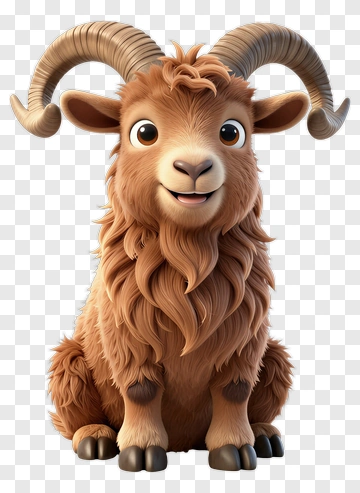 Cartoon Goat With A Friendly Smile PNG