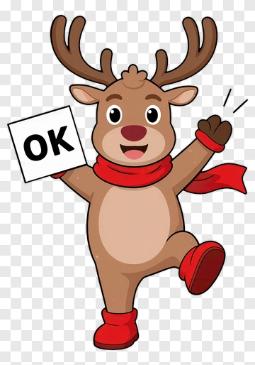 Cartoon Reindeer Holding An Ok Sign PNG