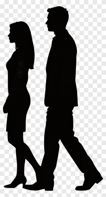 Silhouette Couple Walking Together PNG
