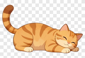 Cartoon Orange Cat Sleeping PNG