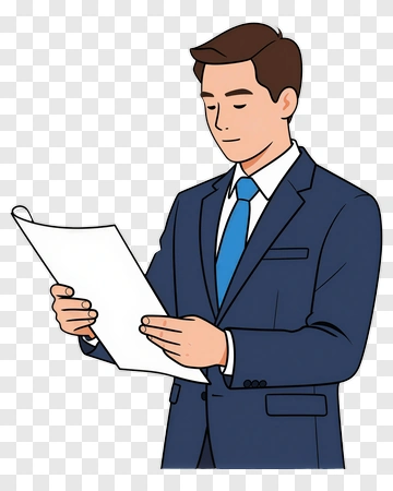 Businessman Reading Document PNG
