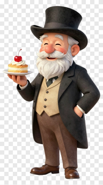 Happy Chef Holding A Cake PNG