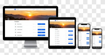 Responsive Web Design Displaying Sunset Background PNG
