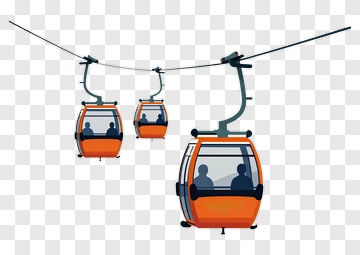 Cable Cars On A Mountain PNG