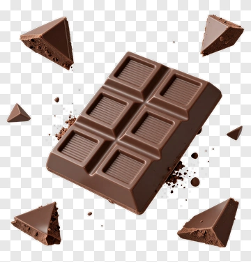 Chocolate Bar Surrounded By Chocolate Pieces PNG