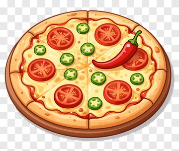 Pizza With Tomatoes And Jalapeños PNG