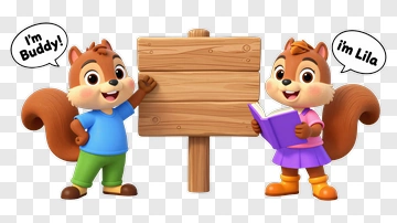 Cartoon Squirrels Holding A Sign PNG
