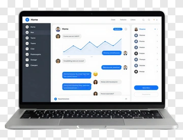 Laptop Displaying Communication Interface PNG
