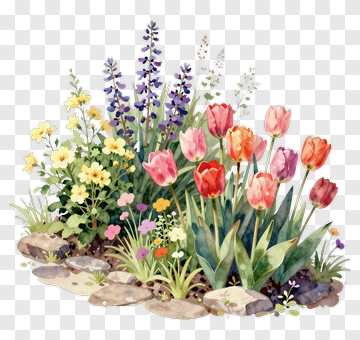 Colorful Flower Garden PNG