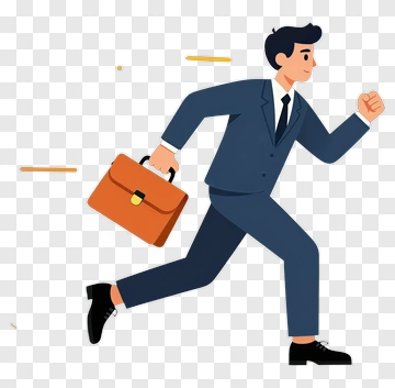 Businessman Running With Briefcase PNG