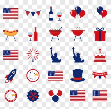 Fourth Of July Celebration Icons PNG