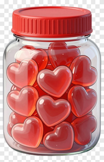 Jar Of Red Heart Candies PNG