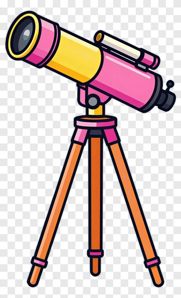 Cartoon Telescope On A Tripod PNG