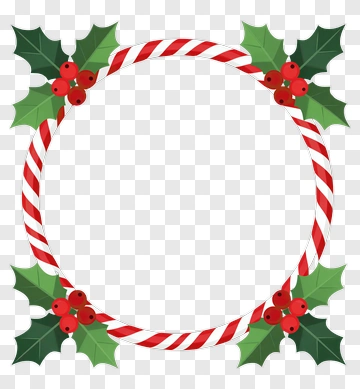 Christmas Wreath With Holly And Candy Canes PNG