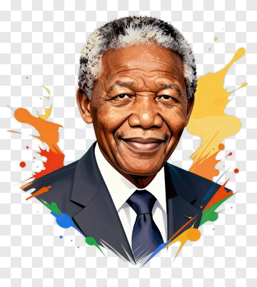 Nelson Mandela Portrait With Colorful Background PNG