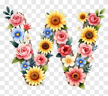 Floral Letter W PNG