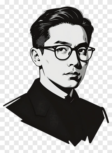 Stylized Portrait Of A Man With Glasses PNG