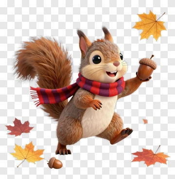 Cartoon Squirrel Holding An Acorn PNG