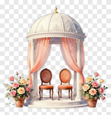 Elegant Gazebo With Floral Arrangements PNG