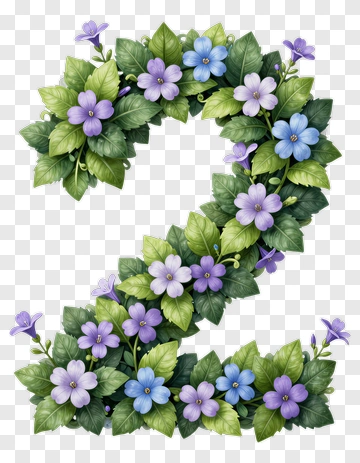 Floral Number Two Decoration PNG