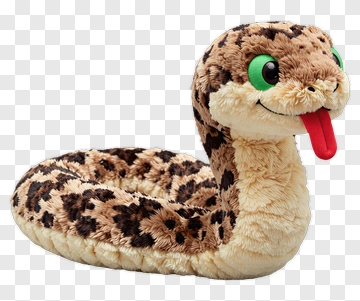 Plush Cartoon Snake With Green Eyes PNG