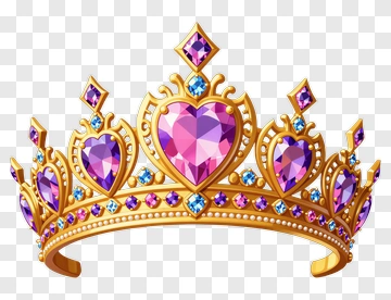 Golden Crown With Heart-Shaped Gems PNG