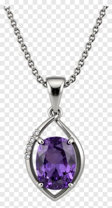 Silver Pendant With Purple Gemstone PNG