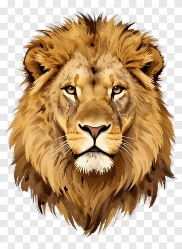 Realistic Lion Head Illustration PNG