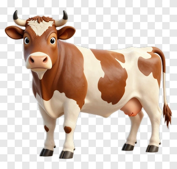 3D Cartoon Cow PNG