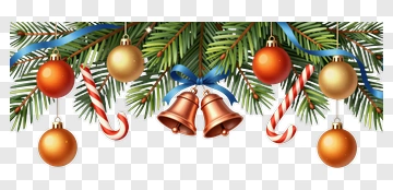 Christmas Ornament Garland With Bells PNG