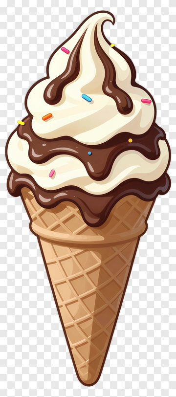 Ice Cream Cone With Chocolate And Sprinkles PNG