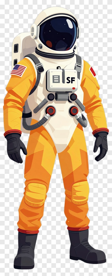 Astronaut In Orange Space Suit PNG