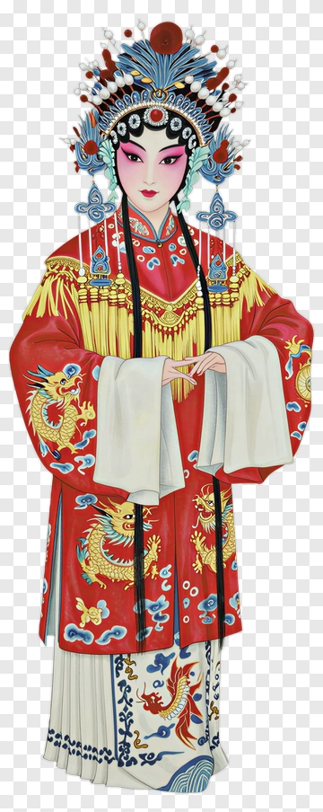 Traditional Chinese Opera Performer In Colorful Costume PNG