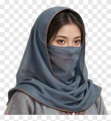 Woman In Blue Headscarf PNG