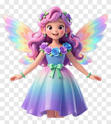 Colorful Fairy With Rainbow Wings PNG