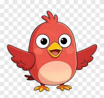 Cartoon Red Bird With Outstretched Wings PNG