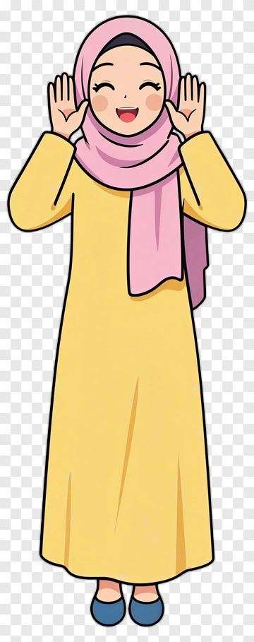Happy Cartoon Woman Wearing A Hijab PNG