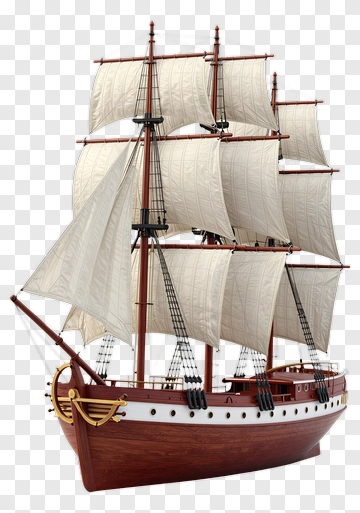 Detailed Model Ship With Sails PNG