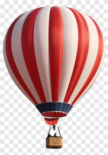 Red And White Hot Air Balloon PNG