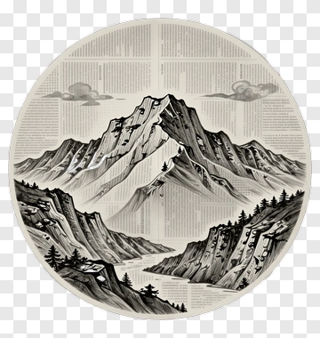 Mountain Landscape With Textured Background PNG